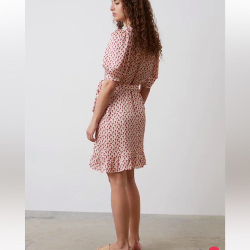 Gerard Darel dress nwt cream with red floral lady like polished sz36 nwt - Picture 9 of 10